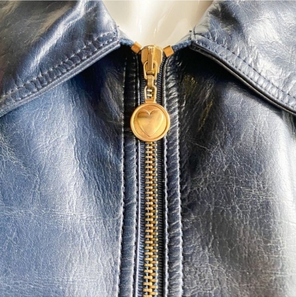 Moschino Jeans Faux Leather hearts zipper Jacket - Picture 3 of 8